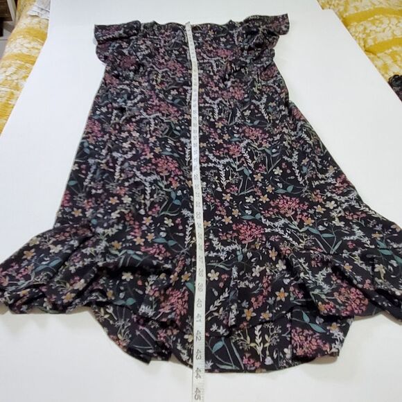 Max Studio floral ruffle midi dress L black - Picture 7 of 10